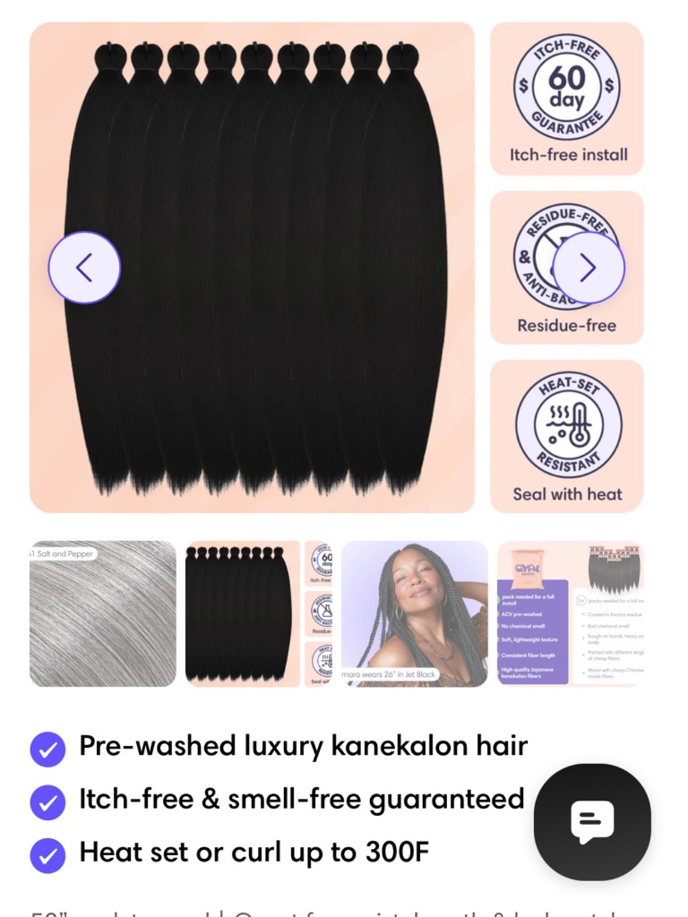 Pre-washed Luxury Kanekalon Hair Extensions - Jet Black